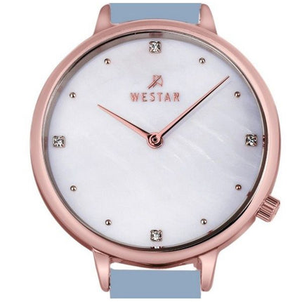 Westar Zing Crystal Accents Læderrem Hvid Mother Of Pearl Dial Quartz 00133PPN681 Dameur