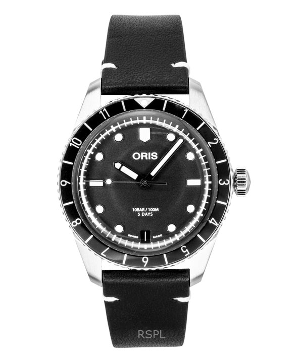 Oris Divers Sixty Five 12H læderrem sort urskive automatisk 01 400 7772 4054-07 5 20 82 100M herreur