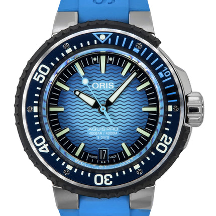 Oris Aquis Pro gummirem Blue Dial Automatic Diver&#39;s 01-400-7777-7155-Set 4000M herreur