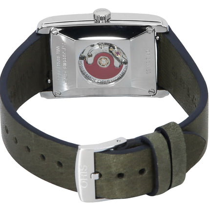 Oris rektangulær læderrem Grøn Urskive Automatisk 01-561-7783-4063-07-5-19-16 Herreur