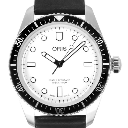 Oris Social Club Singapore Læderrem Hvid Urskive Automatisk 01-733-7707-4051-OSC-SGP-Set 100M herreur