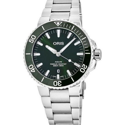 Oris Aquis rustfrit stål grøn skive automatisk dykker 01 733 7766 4157-07 8 22 05PEB 300M herreur