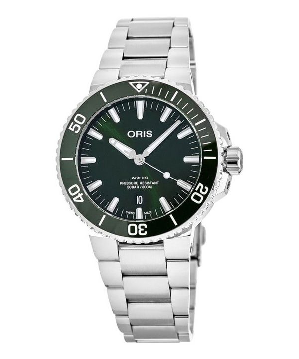 Oris Aquis rustfrit stål grøn skive automatisk dykker 01 733 7766 4157-07 8 22 05PEB 300M herreur