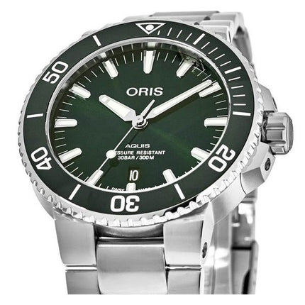 Oris Aquis rustfrit stål grøn skive automatisk dykker 01 733 7766 4157-07 8 22 05PEB 300M herreur
