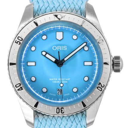 Oris Divers Sixty-Five Candy Candy Tekstilrem Blå Urskive Automatisk 01-733-7771-4055-07-3-19-02S 100M unisex-ur
