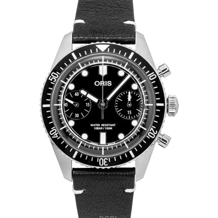 Oris Divers Sixty-Five Chronograph Læderrem Sort Skive Automatisk 01-771-7791-4054-07-6-20-01 100M Herreur