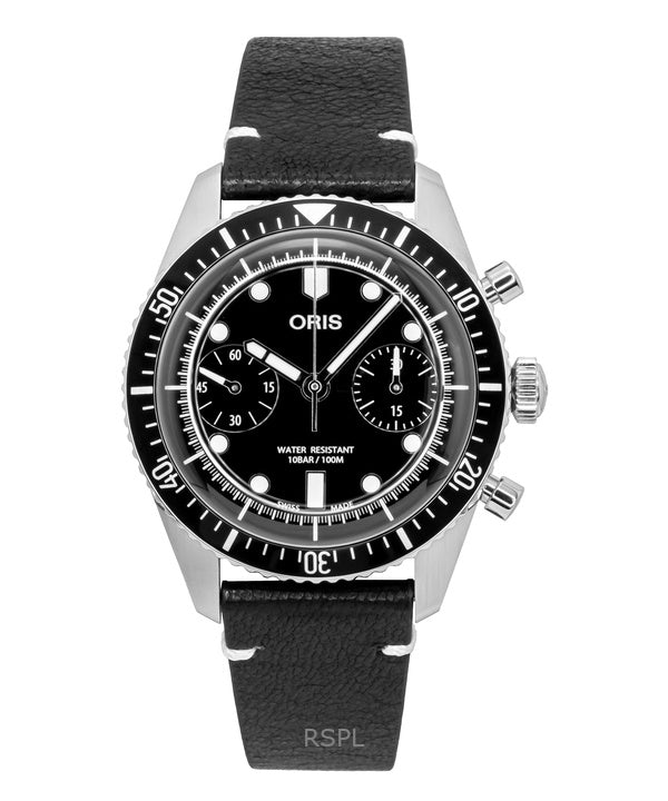 Oris Divers Sixty-Five Chronograph Læderrem Sort Skive Automatisk 01-771-7791-4054-07-6-20-01 100M Herreur