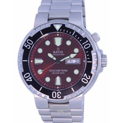 Ratio FreeDiver Red Dial Stainless Steel Quartz 1050HA93-02V-RED 1000M herreur