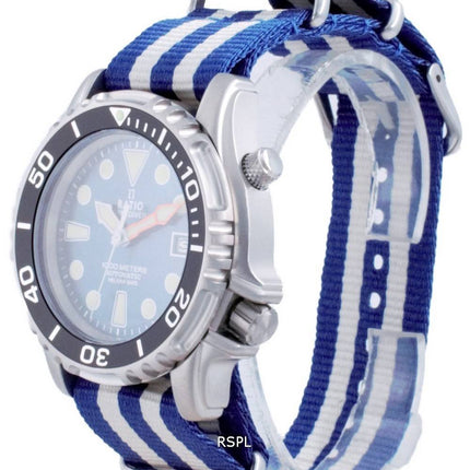 Ratio Free Diver Helium Safe Nylon Automatic Diver&#39,s 1066KE20-33VA-BLU-var-NATO2 1000M Herreur