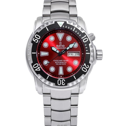 Renoveret Ratio FreeDiver Helium-Safe 1000M Sapphire Automatic 1068HA96-34VA-RED Herreur