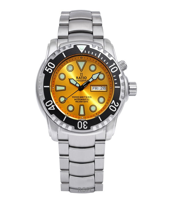 Ratio Free Diver Helium-Safe 1000M Safir Automatic 1068HA96-34VA-YLW Herreur