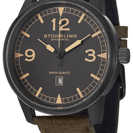 Stuhrling Original Condor schweizisk Quartz grønne læder 1129Q.03 Herreur