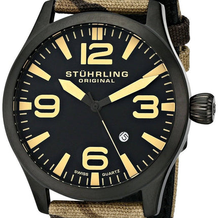 Stuhrling Original Aviator schweizisk Quartz Camouflage lærred 141C.02 Herreur