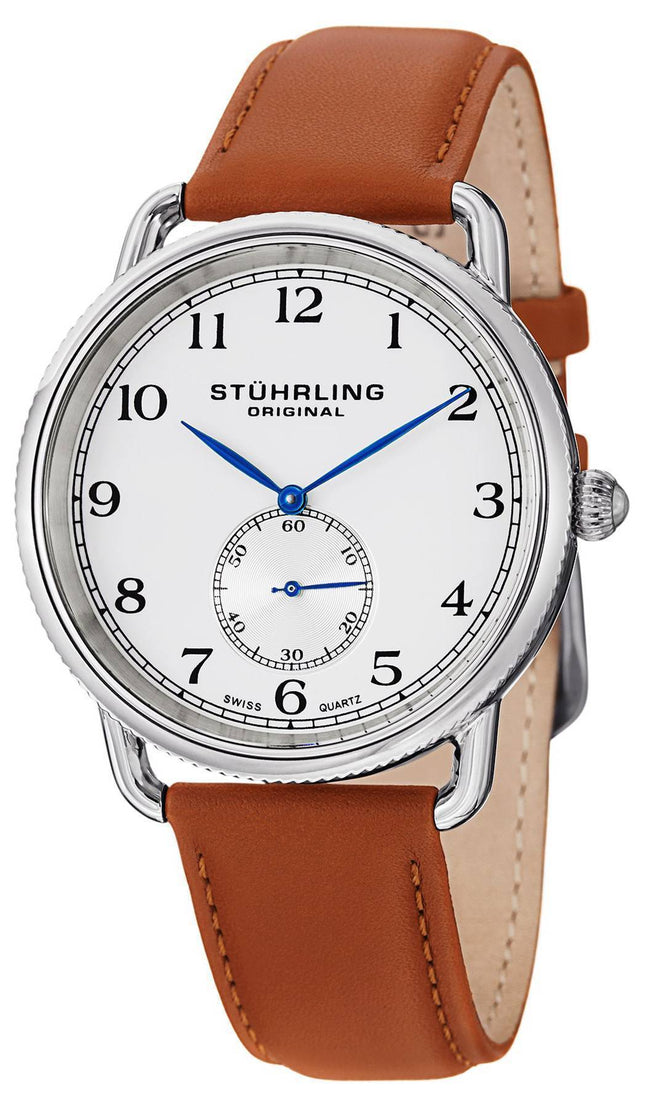 Stuhrling Original Decor schweizisk Quartz brun læder 207.01 Herreur