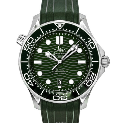 Omega Seamaster gummirem grøn urskive automatisk dykkerur 210.32.42.20.10.001 300M herreur