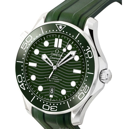 Omega Seamaster gummirem grøn urskive automatisk dykkerur 210.32.42.20.10.001 300M herreur