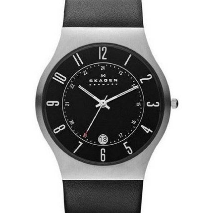 Skagen Grenen klassisk sort urskive sort læder 233XXLSLB Herreur