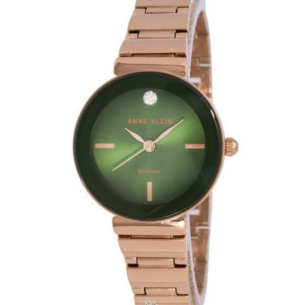 Anne Klein Diamond Accent Green Dial Quartz 2434GNRG Dameur