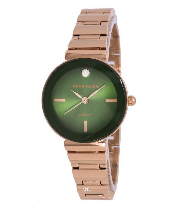 Anne Klein Diamond Accent Green Dial Quartz 2434GNRG Dameur