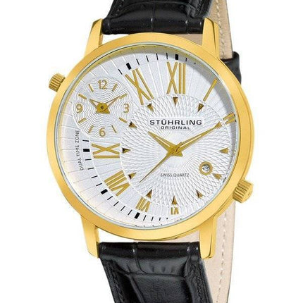 Stuhrling Original symfoni Polaris schweizisk Quartz Dual tidszone 343.33352 Herreur