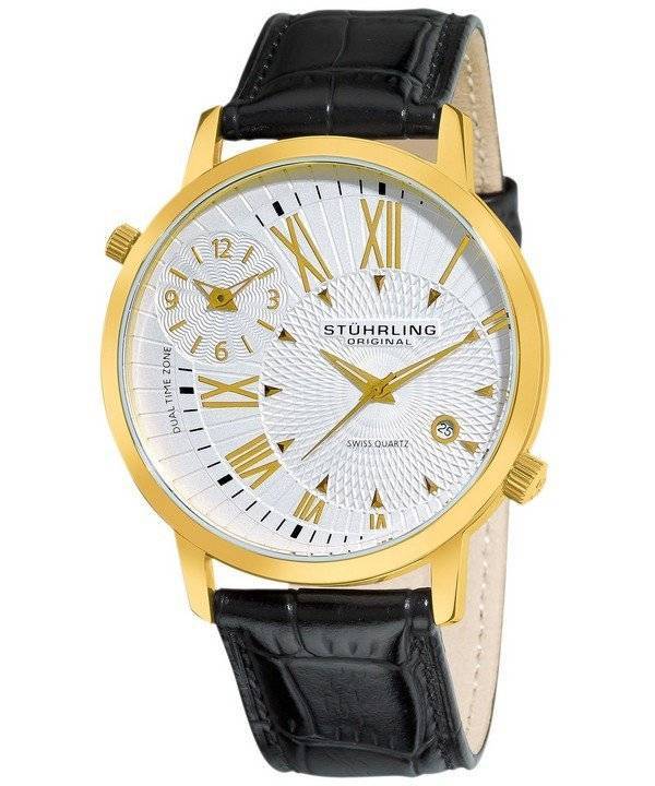 Stuhrling Original symfoni Polaris schweizisk Quartz Dual tidszone 343.33352 Herreur