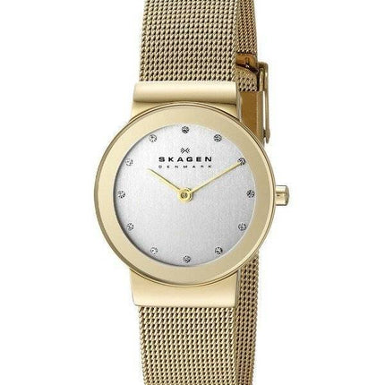 Skagen Freja guld Tone Mesh armbånd krystalliseret 358SGGD kvinders ur