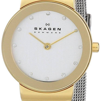 Skagen Freja sølv urskive Swarovski rustfrit stål Mesh armbånd 358SGSCD kvinders ur