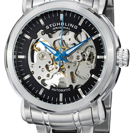 Stuhrling Original Delphi Antium automatisk skelet sort urskive 387.33111 Herreur