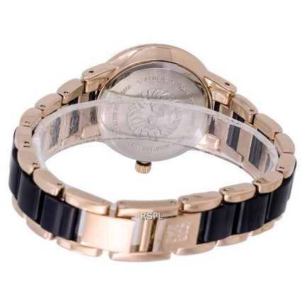 Anne Klein Tofarvet rustfrit stål sort skive kvarts 3878BKRG dameur