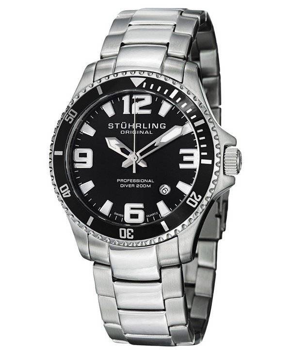 Stuhrling Original Aquadiver Regatta Champion schweizisk Quartz 395.33B11 Herreur