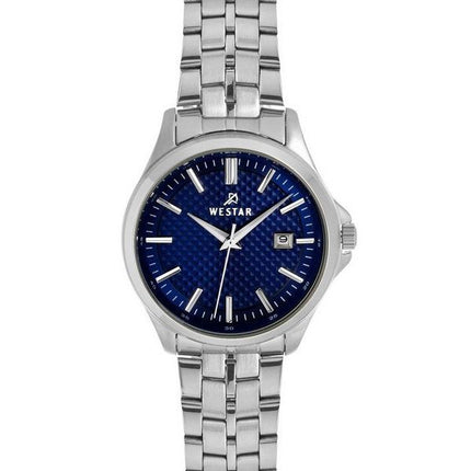 Westar profil rustfrit stål blå skive kvarts 40202STN104 dameur