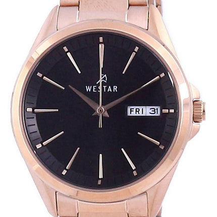 Westar Black Dial Rose Gold Tone Rustfrit stÃ¥l Quartz 40212 PPN 603 Dameur