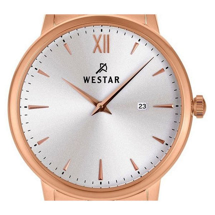Westar Profil Rose Gold Tone Rustfrit Stål Sølv Urskive Quartz 40215PPN607 Dameur