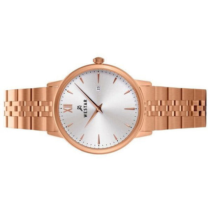 Westar Profil Rose Gold Tone Rustfrit Stål Sølv Urskive Quartz 40215PPN607 Dameur