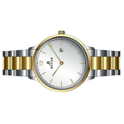 Westar profil rustfrit stål sølvskive kvarts 40218CBN107 dameur