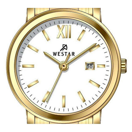 Westar profil rustfrit stål hvid skive kvarts 40245GPN101 dameur