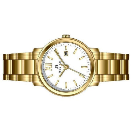 Westar profil rustfrit stål hvid skive kvarts 40245GPN101 dameur