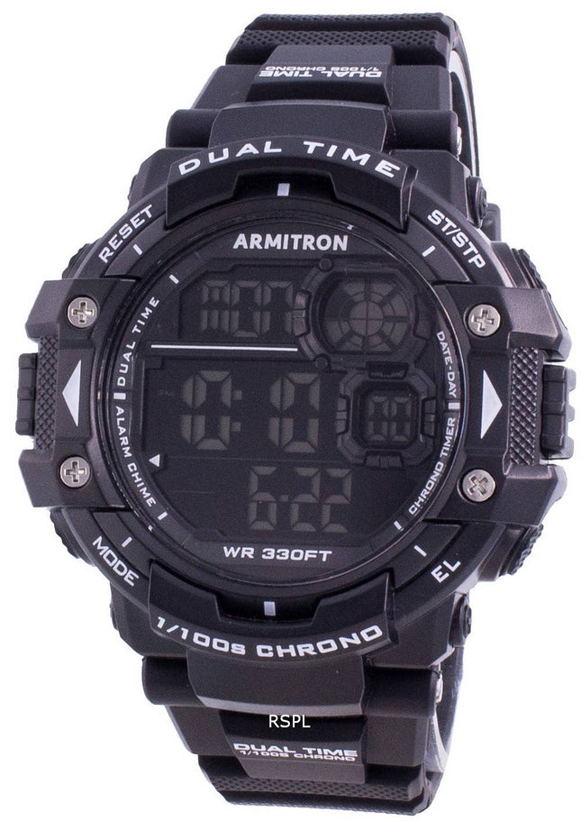 Armitron Sport 408309BLK Quartz Dual Time Herreur