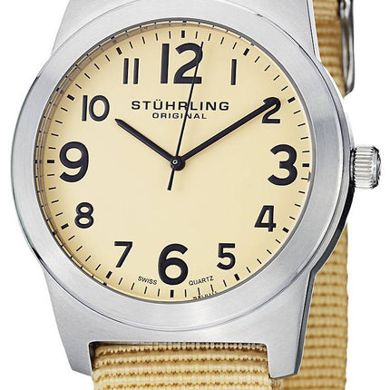 Stuhrling Original kondensstriben schweizisk Quartz Champagne Dial 409.SET.01 Herreur