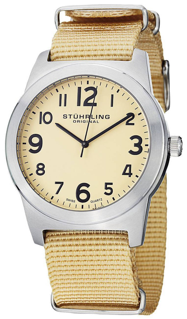 Stuhrling Original kondensstriben schweizisk Quartz Champagne Dial 409.SET.01 Herreur