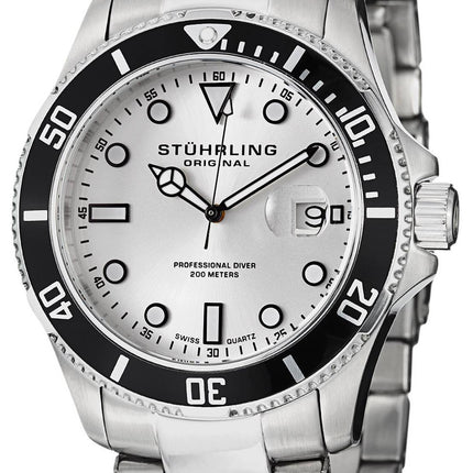 Stuhrling Original Regatta Espora Aquadiver Diver sølv Dial 417.01 Herreur