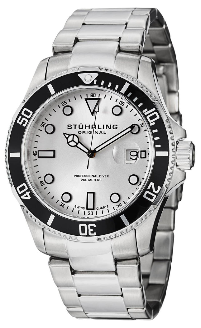 Stuhrling Original Regatta Espora Aquadiver Diver sølv Dial 417.01 Herreur