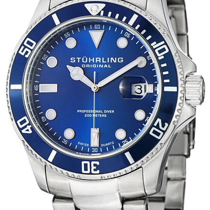 Stuhrling Original Regatta Espora schweiziske kvarts Pro Diver 200M 417.03 Herreur