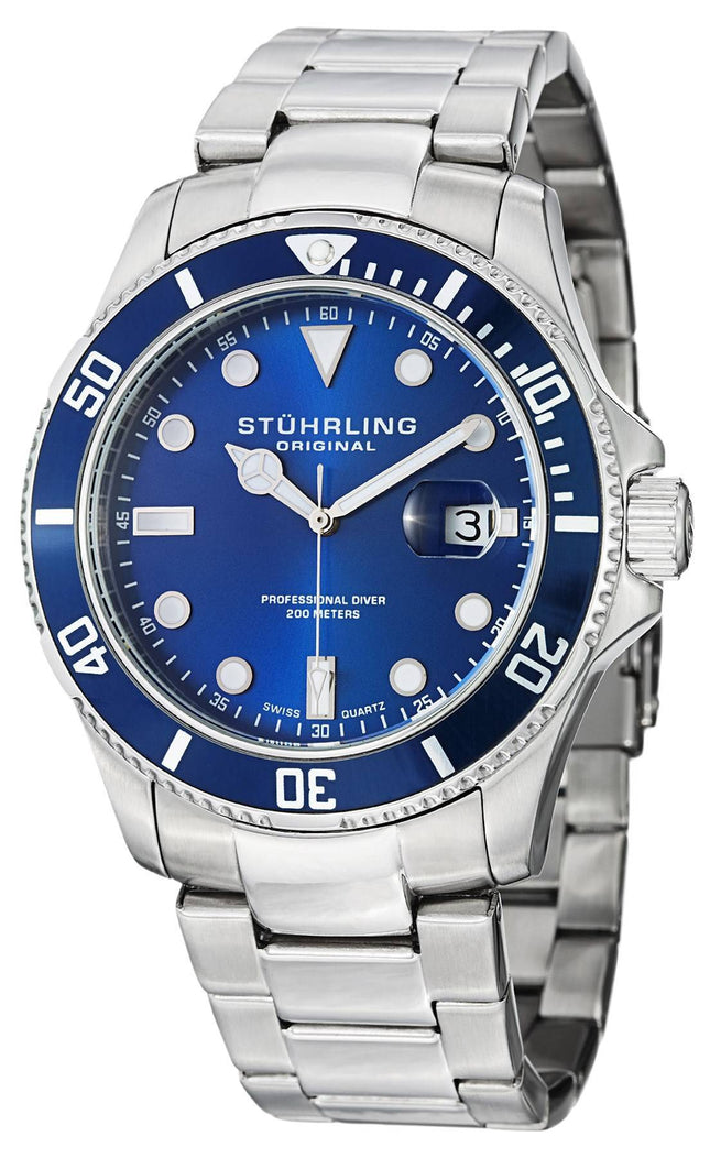 Stuhrling Original Regatta Espora schweiziske kvarts Pro Diver 200M 417.03 Herreur