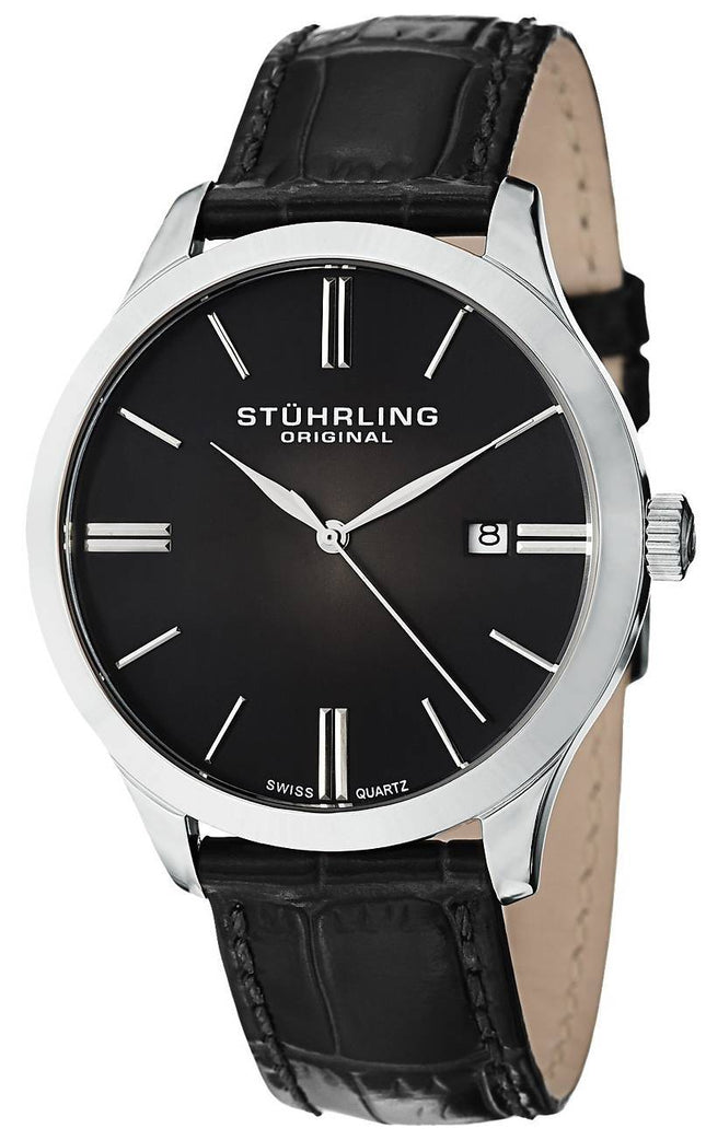 Stuhrling Original klassisk kuvette II schweizisk Quartz dato Display 490.33151 Herreur
