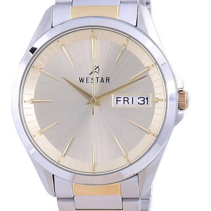 Westar Champagne urskive To -tone rustfrit stål kvarts 50212 CBN 102 Herreur