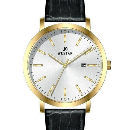 Westar profil læderrem Silver Dial Quartz 50216GPN107 herreur
