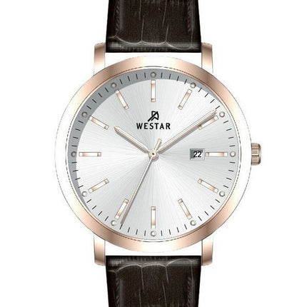 Westar profil læderrem Silver Dial Quartz 50216PPN627 herreur