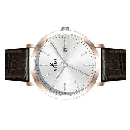 Westar profil læderrem Silver Dial Quartz 50216PPN627 herreur