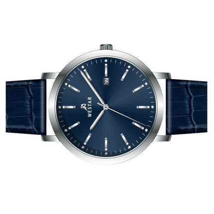 Westar profil læderrem Blue Dial Quartz 50216STN144 herreur